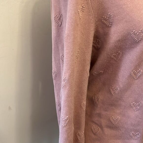 Cable & Gauge mauve long sleeve button front heart cardigan Size L New - Picture 4 of 12